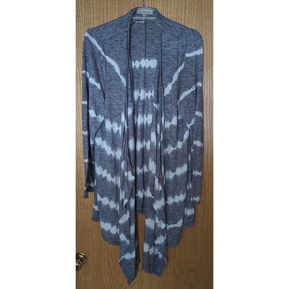 Live & Let Live gray white stripe open flyaway cardigan sweater size ladies 2X - Picture 1 of 4